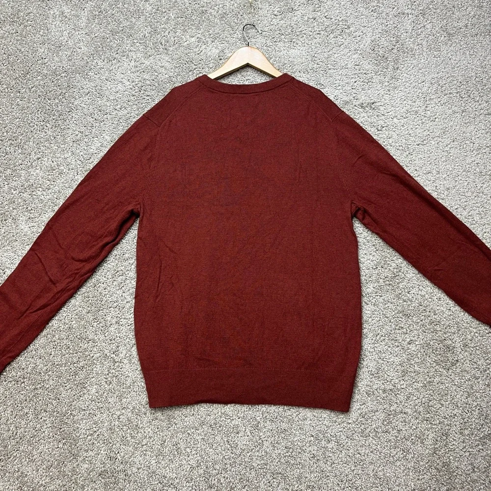 Banana Republic Sweater Mens Large Burgundy V-Neck Long Sleeve Silk Cashmere EUC
